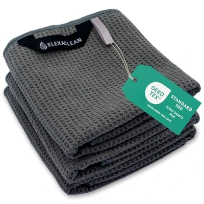 Abbildung von ELEXACLEAN Geschirrtuch Mikrofaser Küchentücher, (Set, 3 tlg., 68x42 cm), streifenfrei, fusselfrei, besonders saugfähig