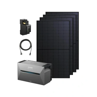 Abbildung von Anker SOLIX Balkonkraftwerk mit Speicher, Solarbank 3 E2700 Pro (2680Wh), bis zu 16kWh Kapazität, 4x 500W Solarpanels, 4 MPPTs (3600W), 1200W bidirektionales Laden, Intelligence, Plug&amp;Play