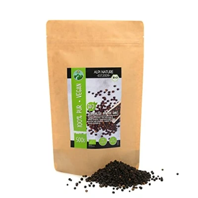 Abbildung von BIO Pfeffer schwarz ganz (500g), Pfefferkörner 100%, Schwarzer aus kontrolliert biologischem Anbau, glutenfrei, laktosefrei, laborgeprüft, vegan, 100% naturrein ohne Zusätze