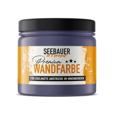Abbildung von SEEBAUER diy Wandfarbe Lila 300ML für Innen (No. 912 Cosmic Dust) Edelmatte violette Innenfarbe Lilatöne sehr hohe Deckkraft Matt, Abwaschbar und Tropffrei