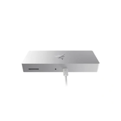 Abbildung von Razer Thunderbolt 4 Dock Chroma Premium Hub mit RGB Beleuchtung für Windows und Mac (10 Ports in einem, Ausgang zu Zwei 4K Monitoren oder einem 8K Monitor) Mercury, RC21 01690200 R3W1, weiß
