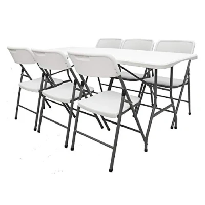 Abbildung von AMANKA 150kg Garten Sitzgruppe 180 cm Tisch Wetterfest Klappbar Gartenmöbel Set mit 6 Stühlen