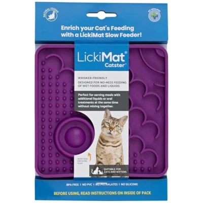 Abbildung von LICKIMAT Catster Futtermatte für Katzen, Slow Feeder mit Mikroschale zusätzliche Flüssigkeitszufuhr, perfekt Futter, Leckereien, Joghurt und Angstlinderung Katzen