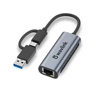 Abbildung von USB3.0/USB C auf 2.5G Ethernet Adapter, WAVLINK USB LAN Adapter mit 2500Mbps, Thunderbolt Netzwerkadapter für Mac OS, Windows, Linux, Dell XPS, Surface Pro usw