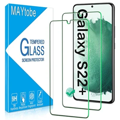 Abbildung von MAYtobe [2 Stück] Schutzfolie für Samsung Galaxy S22 Plus 5G, Fingerabdruck ID Unterstützen, Anti Kratzen, 9H Härte, Ultra Klar Glas Displayschutzfolie, Blasenfrei
