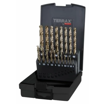 Abbildung von Terrax A215214 Kobalt Bohrer Set 19 Stück in Stahlblechkassette