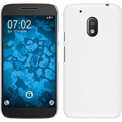 Abbildung von PhoneNatic case kompatibel mit Motorola Moto G4 Play Hülle weiß gummiert Hard + 2 Schutzfolien