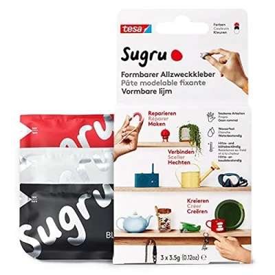 Abbildung von 10 x Sugru Allzweckkleber formbar VE=3 Stück (3x3,5 g) schwarz/weiß/ro