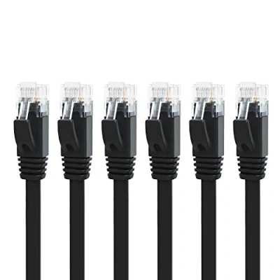 Abbildung von Yauhody 6stück CAT 6 LAN Kabel 3m Netzwerkkabel Flach, Gigabit Ethernet Patch Internet RJ45 für PS5 TV Modem Switch Laptop, Schneller als Cat5/Cat5e Schwarz