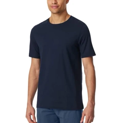 Abbildung von Schiesser Herren Schlafshirt Kurzarm Rundhals Bio Baumwolle Mix + Relax Pyjamaoberteil, Nachtblau_182179, 58