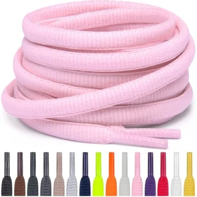 Abbildung von Miscly Schnürsenkel Oval, Reißfest für Sportschuhe, Sneaker und Laufschuhe 100% Polyester Ø 6mm (69 cm, Rosa)