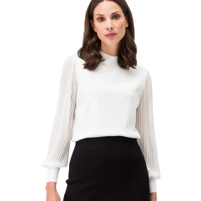 Abbildung von zero Rollkragen Transparente ÄRMEL Strickpullover, Damen, Größe: 38, Offwhite