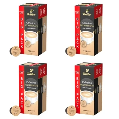 Abbildung von Tchibo Cafissimo Caffè Crema entkoffeiniert Kaffeekapseln, 120 Stück 4x30 Kapseln (Kaffee, mild mit feinem Aroma), nachhaltig &amp; fair gehandelt