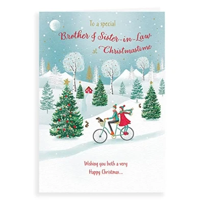 Abbildung von Piccadilly Greetings Moderne Weihnachtskarte für Bruder und Schwägerin 22,9 x 15,2 cm