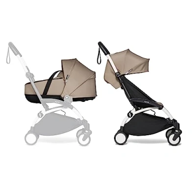 Abbildung von BABYZEN YOYO2 Kompletter Kinderwagen Inklusive YOYO Liegewanne (Taupe), Kinderwagengestell (White) &amp; 6+ Textilset (Taupe) für Kleinkinder bis 22 kg