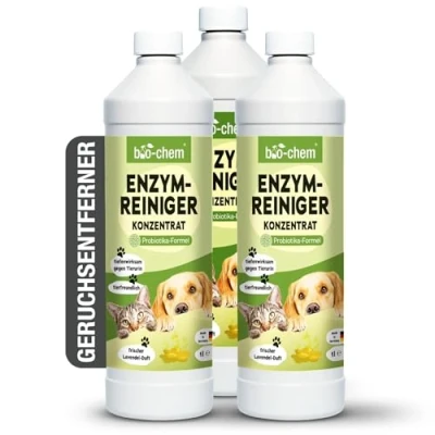 Abbildung von bio chem Enzymreiniger Konzentrat 3x 1000 ml Tiefenwirksamer Geruchsentferner gegen Urin, Katzenurin &amp; Hundeurin Mikrobiologischer Geruchsneutralisierer für Hunde Katzen Geruch