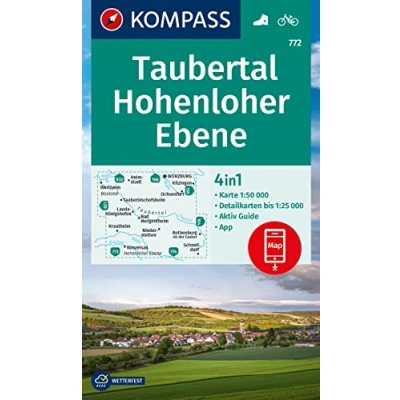 Abbildung von KOMPASS Wanderkarte 772 Taubertal, Hohenloher Ebene 1:50.000: 4in1 Wanderkarte, mit Aktiv Guide und Detailkarten inklusive Karte zur offline ... Fahrradfahren. Skitouren. Langlaufen.