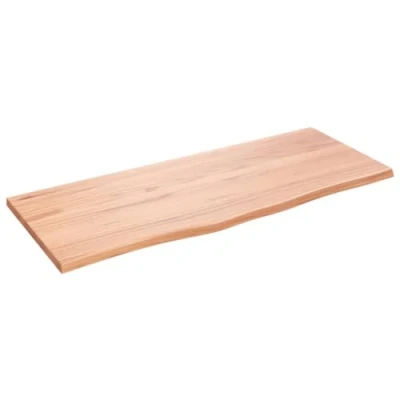 Abbildung von vidaXL Waschtischplatte, Tischplatte für Badezimmer, Massivholzplatte mit Naturkante, Holzplatte Arbeitsplatte Bad Waschtischkonsole Platte, Hellbraun Massivholz Behandelt