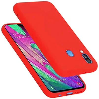 Abbildung von Cadorabo Hülle kompatibel mit Samsung Galaxy A40 Silikon Handyhülle für Case aus flüssigem Kratzfeste und stoßfeste dünne TPU Schutzhülle Liquid ROT