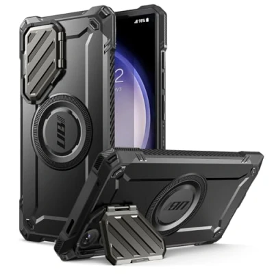 Abbildung von SupCase für Samsung Galaxy S24 Ultra Hülle mit Kameraschutz, [Kompatibel MagSafe und S Pen] Düne Handyhülle Bumper Case Slim Schutzhülle Backcover Ständer Ultra, Schwarz