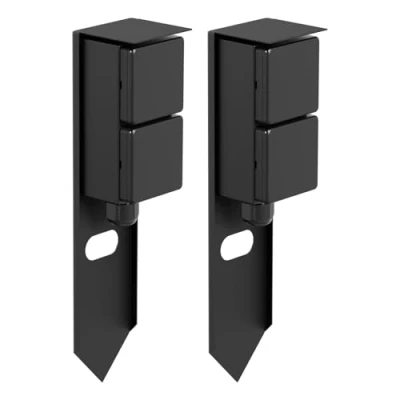 Abbildung von ledscom.de 2 Stück Garten Steckdosensäule PIWI mit Erdspieß für außen, IP44, Fach, Edelstahl, schwarz, eckig, 30 cm