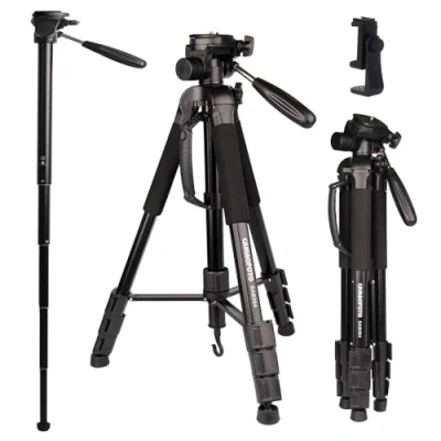 Abbildung von CAMBOFOTO Reisen Stative 176.5cm/70’’ Enthalten Telefonhalter, Schnellwechselplatte,Einbeinstativ für DSLR Kamera