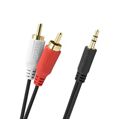 Abbildung von RCA Stereo Verbindungskabel (Audiokabel, Klinken zu Cinch Stecker, 3,5 Millimeter Klinke 2 x Cinch, störungsfreie Audioverbindung, top Schirmung) 0,5 Meter Kabel schwarz D1C84012 50cm