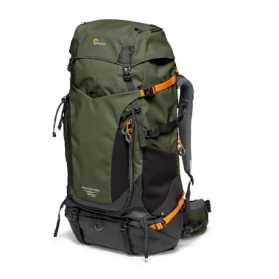 Abbildung von Lowepro PhotoSport PRO BP 70L AW IV mit Recyceltem Gewebe, Rucksack für Spiegellose/Spiegelreflexkameras, Zugang Vorne/Hinten, Herausnehmbarer Kameraeinsatz, Zubehörgurte, Größe S/M, Dunkelgrau/Grün