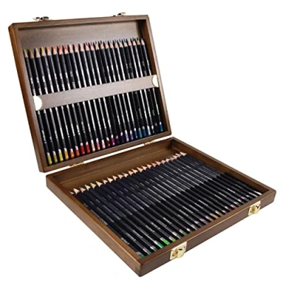 Abbildung von Derwent Studio Buntstifte in einer Geschenk Box aus Holz, Zeichnen &amp; Ausmalen, 48er Set, Ideal für Illustrationen Detaillierung, Professionelle Qualität, 0700822