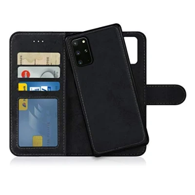 Abbildung von MyGadget Flip Case für Samsung Galaxy S20 Plus [ abnehmbare Magnet Hülle ] Handyhülle aus Kunstleder Klapphülle mit Kartenfach Schutzhülle in Grau Schwarz