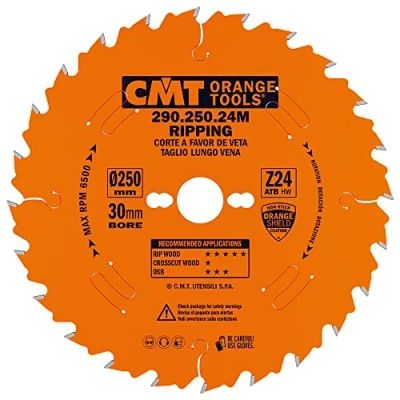 Abbildung von CMT Orange Tools Kreissägeblatt HW 250 x 2,8 / 1,8 30 Z=24 10 ATB 290.250.24M für Längsschnitte