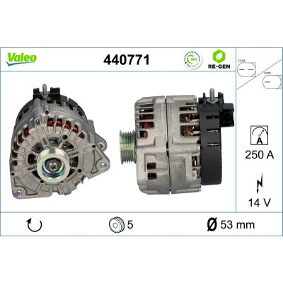 Abbildung von VALEO 440771 Lichtmaschine 14V 250A MERCEDES BENZ: E Klasse Limousine, V Klasse, Vito Tourer