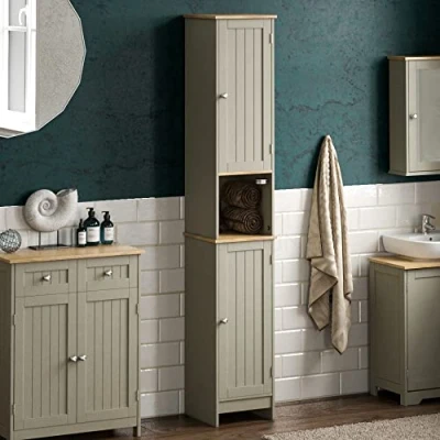 Abbildung von Bath Vida Hoch &amp; Midischränke fürs Bad, Mitteldichte Holzfaserplatte, Grau, Standard