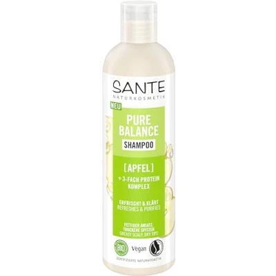 Abbildung von SANTE Naturkosmetik Pure Balance Shampoo Bio Apfel + 3 Fach Protein Komplex, veganes Haarshampoo für gereinigtes und erfrischtes Haar, spendet trockenem Haar intensive Feuchtigkeit, 250 ml