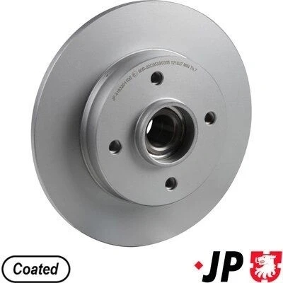 Abbildung von JP GROUP 4163201100 Bremsscheibe Hinterachse 249 9 4 voll beschichtet mit integriertem Radlager, ABS Sensorring PEUGEOT: 207 SW, 208 I Schrägheck