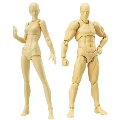 Abbildung von Künstlerpuppe Blockhead Jointed Mannequin Drawing Figures, Small Figure Model for Sketching, Painting, Drawing, Artist Male+Female Set
