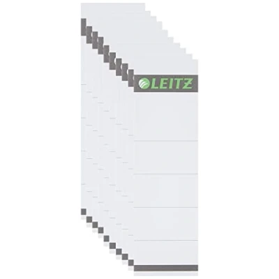 Abbildung von Leitz Ersatz Rückenschilder für 80 mm Qualitäts Ordner mit Rückenschild Taschen, 10 Stück aus Karton, Kurz und breit, 57 x 190 mm, grau, 16070085