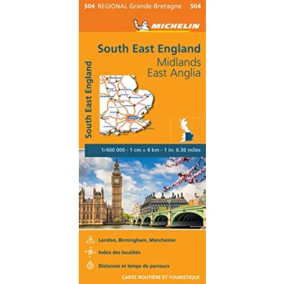 Abbildung von South East England, Midlands, Anglia 11504: Wegenkaart Schaal 1 : 400.000 (Regionale kaarten Michelin)