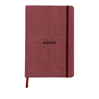 Abbildung von Rhodia 120033C ORANGE Botanique Heft geleimt, mit festem Deckel aus Kunstleder, DIN A5 liniert, 96 Blatt, elfenbeinfarbiges Papier 90g, Amarant, 1 Stück