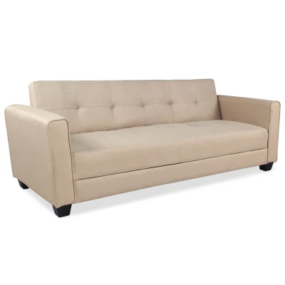 Abbildung von Clayton 3 Sitzer Schlafsofa mit Stoffbezug Beige Menzzo