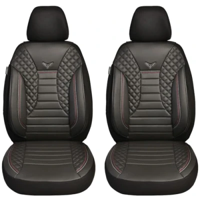 Abbildung von BREMER SITZBEZÜGE Maß Auto Schonbezüge kompatibel mit Ford Tourneo Transit Custom Fahrer &amp; Beifahrer Set ab 2012 2022 / Schonbezug Velour Kunstleder 2er Pack in Schwarz (PS804)