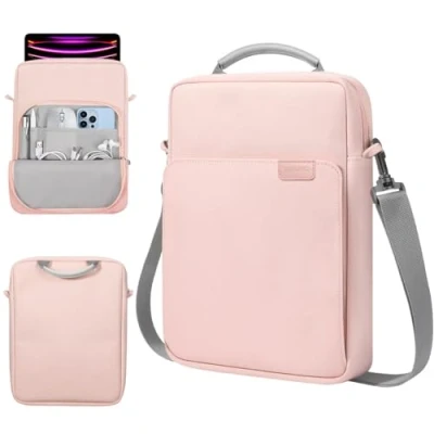 Abbildung von TiMOVO 13 Zoll Tablet Tasche mit Schulterriemen für iPad Air 13&quot;, Pro 12.9&quot;, Galaxy Tab S9+/S9 Plus/S10+/S10 Plus/S9 FE+/S9 FE Plus 12.4&quot;, Rosa