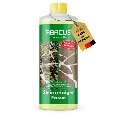 Abbildung von ABACUS Steinreiniger Extrem, Flechtenentferner, Intensiv außen Grünbelagentferner (Entfernt sofort Algen, Schmutz, Grünbelag und Flechten, [ 1000ml Extrem mit Sofortwirkung)