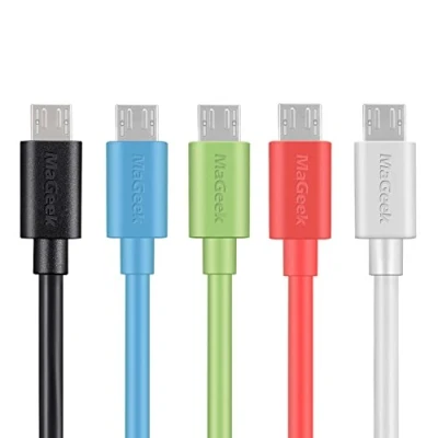 Abbildung von MaGeek® (5 Pack, 1.0m Premium Micro USB Kabel Schnell Aufladen Synchronisationen und Ladekabel für Android, Samsung, HTC, Motorola, Nokia, LG, HP, Sony,und mehr (Schwarz_Grün_Blau_Rosa_Weiß)
