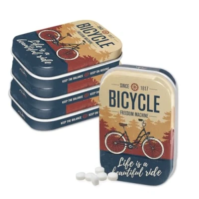 Abbildung von Nostalgic Art Retro Pillendose, 4 x 6 1,6 cm, Bicycle Beautiful Ride (4er Set) Geschenk Idee für Fahrradfahrer, mit Pfefferminz Dragees, Vintage Design