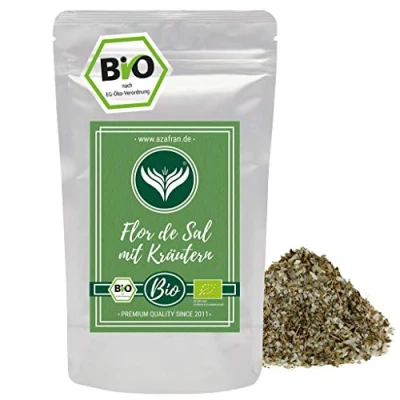 Abbildung von Azafran BIO Flor de Sal mit Kräutern Kräutersalz Fleur Sel Salzblume 250g
