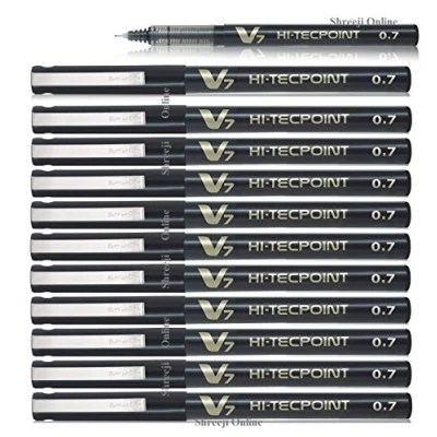 Abbildung von Pilot V7 Hi Tecpoint Tintenroller mit flüssiger Tinte Packung 12 schwarz