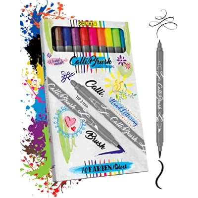 Abbildung von Online 19051 Calli.Brush 10er Set Handlettering Brush Pen, Pinsel Stifte Set, Kalligraphie Pens mit Calligraphie Spitze und für Bullet Journaling, Wasserfarben, Geschenkbox