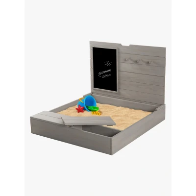 Abbildung von roba® Sandkasten mit Deckel, Sandkiste aufklappbar Tafel &amp; 3 Haken