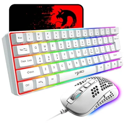 Abbildung von KUIYN 60% kabelgebundene RGB Gaming Tastatur, 61 Tasten Minitastatur mit 11 Chroma Hintergrundbeleuchtung, schwebende ABS Tastenkappen, vollständige Anti Ghosting Tasten, mechanische USB Tastatur